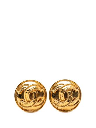 Chanel 1994 CC Gold Plated Round Clip on Earrings costume earrings - women - Gold Plated - One Size