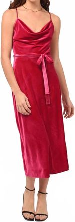 Adelyn Rae Zana Velvet Cowl Neck Slip Dress In Pink