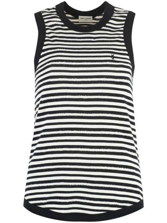 Saint Laurent Gestreepte tanktop - Zwart
