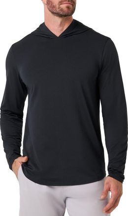 Travis Mathew The Heater Series Hooded Long Sleeve Performance Jersey T-Shirt in Black at Nordstrom, Size X-Large