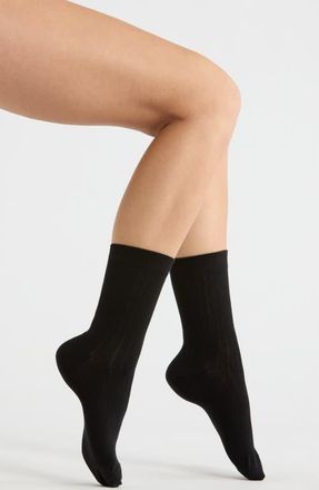 Nordstrom Ribbed Dress Socks in Black at Nordstrom, Size 9