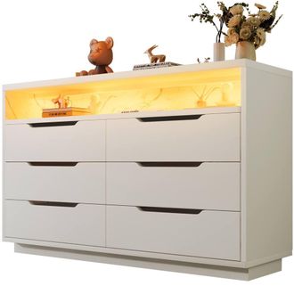 Matteo Marbled 6-Drawer Sideboard, Modern Storage Cabinet in White | Size: 120 cm x 90 cm