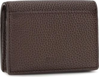 Ganni Womens Flap Card Holder Grained Leather Chicory Coffee Recycled Polyester Wallets & Purses