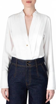 Derek Lam Tiffany Pleat Front Shirt Top In Blanc