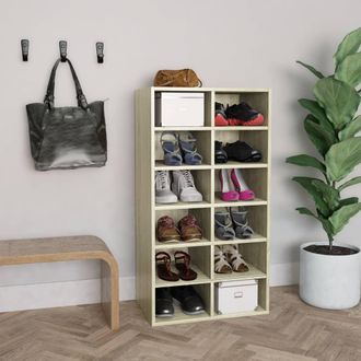 vidaXL Vidaxl - Mueble Zapatero De Madera Contrachapada Sonoma 54x34x100,5 Cm