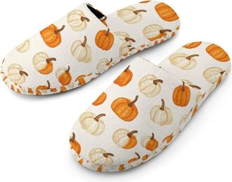 Generic Pumpkins Pattern Mens Cotton Slippers Memory Foam Comfort House Shoes Winter Indoor Slipper for Hotel Casa Spa
