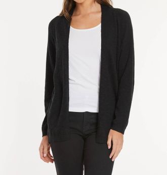 Mod-o-doc Long Sleeve Crop Duster Sweater In Black
