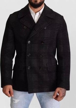 Dolce & Gabbana checked double-breasted peacoat