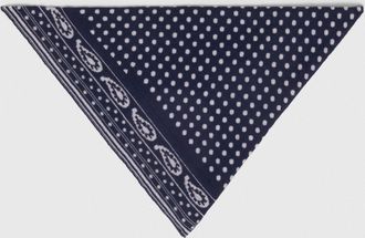 Maje Reversible Triangle Scarf - Navy Polka Dot Bandana Print - Maje