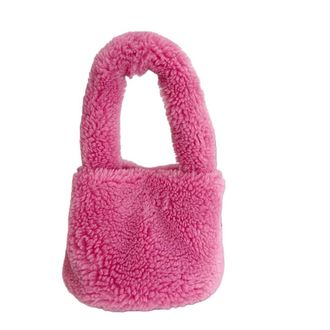 Generic Imitation lamb wool bag womens winter solid color hand-held bucket bag