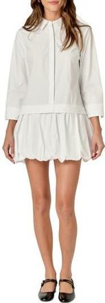 English Factory Bubble Hem Long Sleeve Cotton Shirtdress in White at Nordstrom Rack, Size X-Small