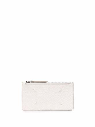 Maison Margiela four-stitch leather card holder - women - Calf Leather/Calf Leather/Aluminium/Brass/Copper/Zinc/Viscose - One Size - White