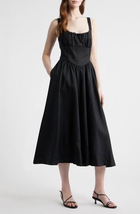 Reformation Balia Linen Sundress in Black at Nordstrom, Size 12