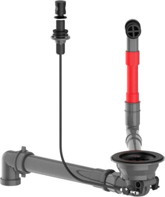 Lira Desag&uuml;e De Fregadero Autom&aacute;tico De 90&deg; Con Rebosadero Redondo, Negro Satinado