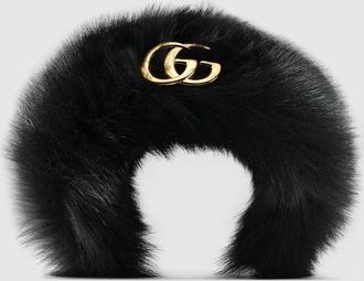 Gucci Fuzzy Hair Band With Double G, Resin, Resin
