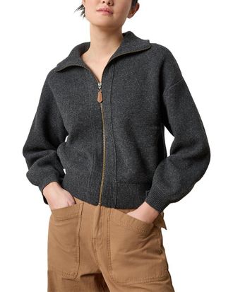 Lilla P Zip Front Wool Polo Cardigan