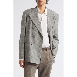 Valentino Plaid Mohair & Wool Sport Coat in Grey at Nordstrom, Size 50