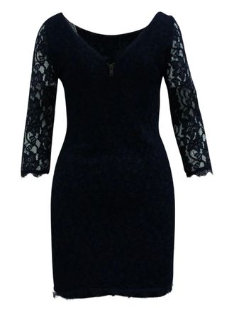 Diane Von Fürstenberg lace three-quarter sleeve mini dress - women - Rayon - S - Blue