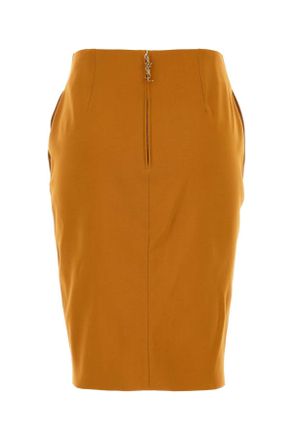 Saint Laurent Womens Pastel Orange Stretch Viscose Blend Skirt Ocre Gonne