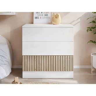 Flair Luca Ribbed 3 Drawer Chest in Light Oak