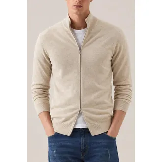 Brunello Cucinelli MenS Sand Wool Zip Front Sweater, Size 34