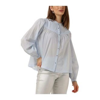 Scotch & Soda Overhemden, Dames, Blauw, L, Blauw Shirt Met Pin Tuck Yoke