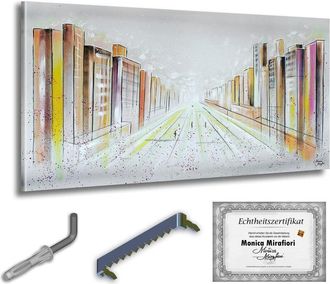 OEM Monica Mirafiori I 100% Pintado A Mano I Cuadro Ciudad Del Ma&ntilde;ana 140x70cm Cuadro Pintado A Mano Cuadro Acr&iacute;lico Cuadro Acr&iacute;lico De Gran Tama&ntilde;o I Arte