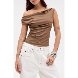 BDG Fia Off the Shoulder Crop Top in Brown at Nordstrom, Size X-Small