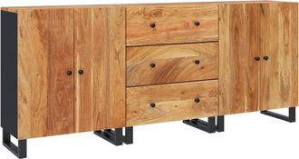 vidaXL Aparador De 3 Piezas Madera Maciza De Acacia Vidaxl