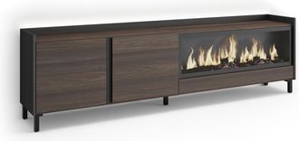 Skraut Home Skraut Home - Mueble Tv, Televisi&oacute;n, Muebles De Sal&oacute;n, Almacenaje, 212x35x61cm, Para Tv Hasta 80, Chimenea El&eacute;ctrica Xxl, Dise&ntilde;o Industrial, Led, Esti