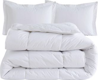 Elegant Comfort 3 Pc 100% Cotton Down Alternative Comforter Set With Shams - Premium Hotel Quality