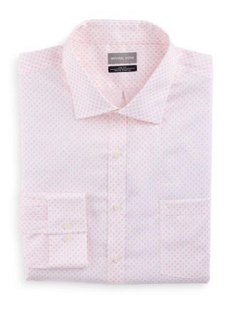 Michael Kors Big & Tall Mini Geometric Print Performance Dress Shirt in Dusty Peach at Nordstrom, Size 18.5 - 36