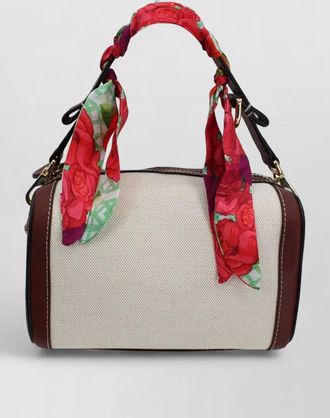 Cuba Lab shoulder bag contrast stitching floral scarf hardware