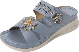 Generic Women Leather Sandals Casual Wedge Sandals Solid Color Strappy Crossover Sandal Cut Out Strap Walking Sandal Comfortable Arch Support Shoes Buckle Dec