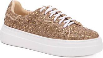 Corkys Footwear Womens Bedazzle Rhinestone Sneaker In Gold