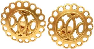 Hermès haba Gold plated Bijouterie Fantaisie round clip on earrings