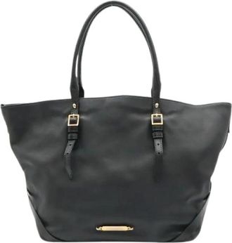 Burberry Pre-owned Leren Tote Bag - Dames - Vintage Schoudertas - Zwart - ONE Size - Leer - Vintage