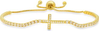 Queen Jewels Sterling Silver Cubic Zirconia Cross Bracelet in Gold at Nordstrom Rack