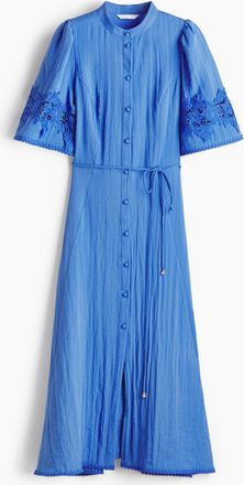 H&M Gecrinkeltes Kleid mit Broderie Anglaise - Blue