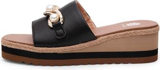 Yellow Box Womens Adelfia Sporty Wedge Sandal In Black And Pearl