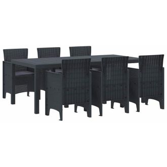 vidaXL Vidaxl - Conjunto De Comedor De Jard&iacute;n 7 Pcs Antracita Ratan Polt