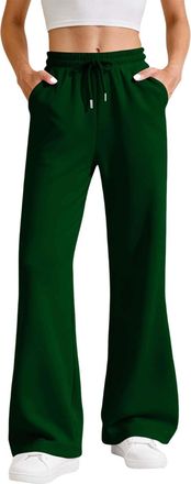 Generic Womens Flared Sweatpants Ladies Baggy Elastic High Waisted Wide Leg Joggers Solid Color Casual Bootcut Trousers Outdoor Athletic Hiking Running Joggin