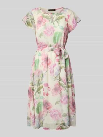 More & More Knielanges Kleid mit Bindeg&uuml;rtel in Pink, Gr&ouml;&szlig;e 36