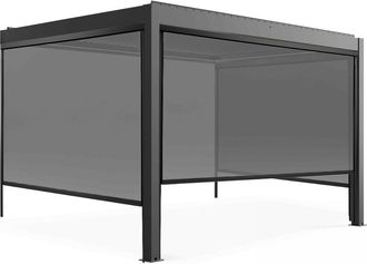 Oviala P&eacute;rgola bioclim&aacute;tica adosada y motorizada iluminada de 3x4m y 3 toldos