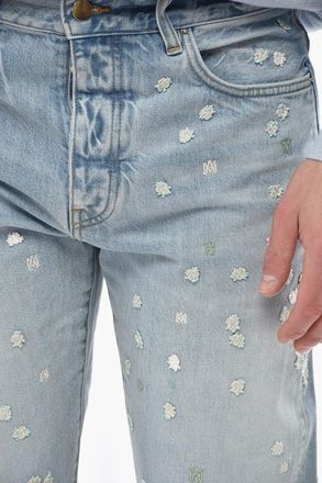 Amiri Jeans Ricamo Floreale all-Over Con Orlo Sfrangiato 21cm Amiri