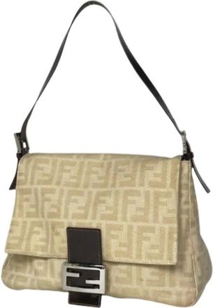 Fendi Pre-owned Shoulder Bags, female, Beige, Size: ONE SIZE Pre-owned Vintage Shoulder Bag