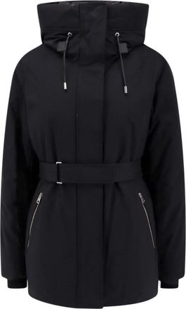 Mackage Zwarte Gewatteerde Nylonjas met Leren Details - Dames - Gewatteerde jassen - Zwart - L - Nylon - Jassen