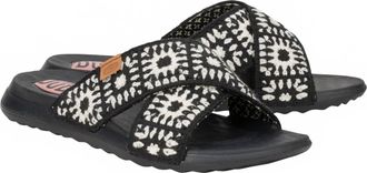 Hey Dude Womens Christi Cottage Crochet Slide In Black/white
