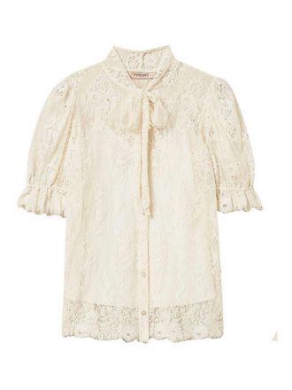 Twinset Ivory Lace Shirt With Lavallire Collar