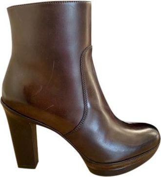 Santoni Brown Leather Heeled Ankle Boots Size 36